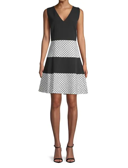 Karl Lagerfeld Paris Women's Colorblocked Sleeveless Dress - Ivory-black, Size 2