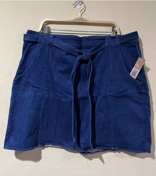 Rachel Rachel Roy Waist Tie Belted Stretch Skirt Blue Denim Women Plus Sz 22W