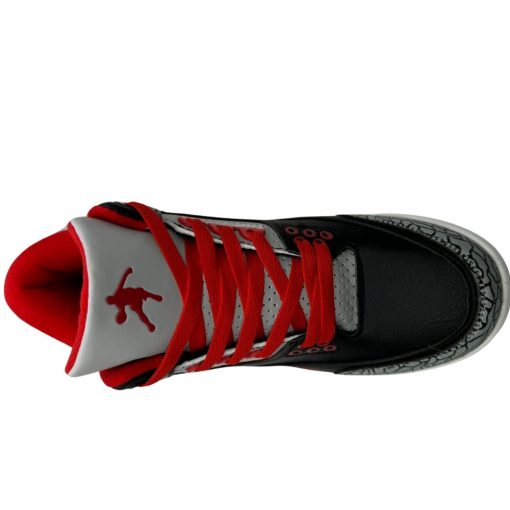 Men's Black & Red Retro Basketball Sneakers - Vintage Style with Elephant Print and Bold Accents - Image 3