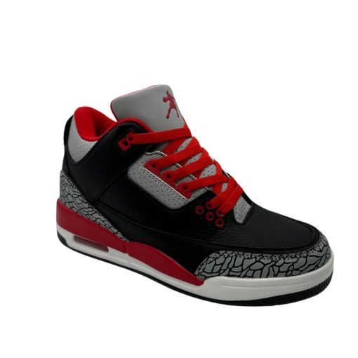 Men's Black & Red Retro Basketball Sneakers - Vintage Style with Elephant Print and Bold Accents