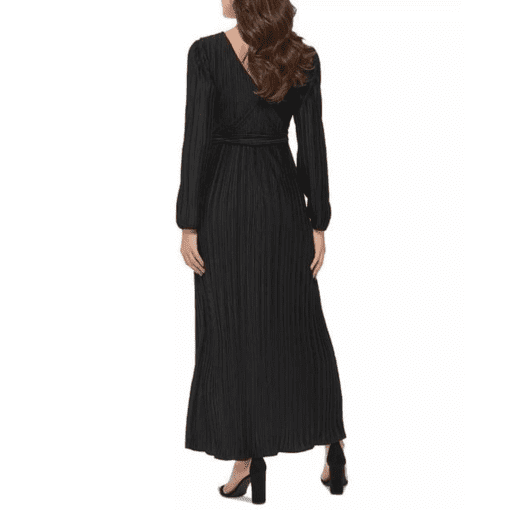 GUESS Womens Pleated Woven Faux-Wra Black 4 - Image 2