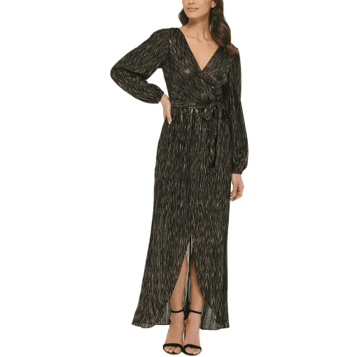 GUESS Black Gold Metallic Maxi Dress Size 4 - Party Dress - Image 2