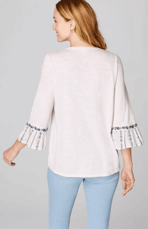 J. Jill Boho Bell Sleeve Embroidered V Neck S - Image 2