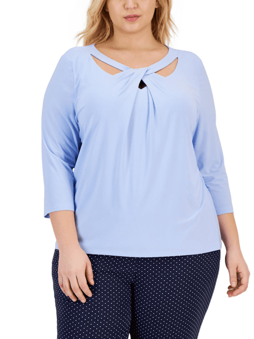 Kasper Plus Size Twisted Cutout 34-S California Sky 3X - Image 2