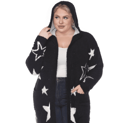 White Mark White Mark Plus Size Hooded Op Black, White Stars 2X3X - Image 4