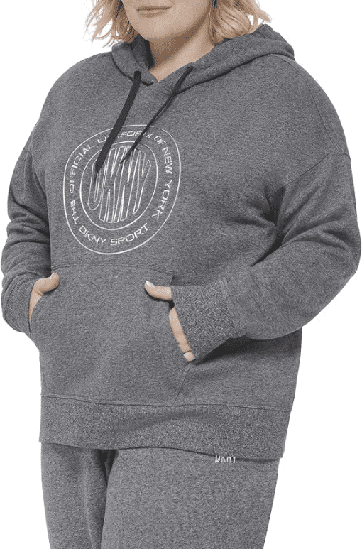 DKNY Plus Size Gray Hoodie Sweatshirt - Women's 2X - Activewear - Image 3