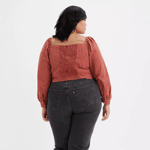 Levis Trendy Plus Size Devin Cotton Zelda Plaid Earth Red 2X - Image 3