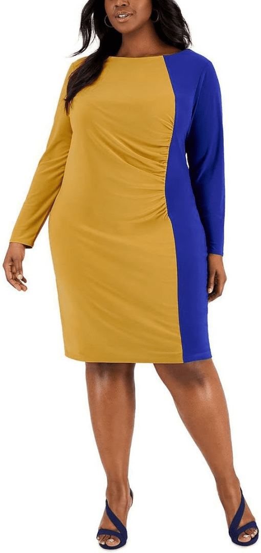 Kasper Plus Size Quinn Long-Sleeve Ru Kasper Gold Royal Blue 2X - Image 2