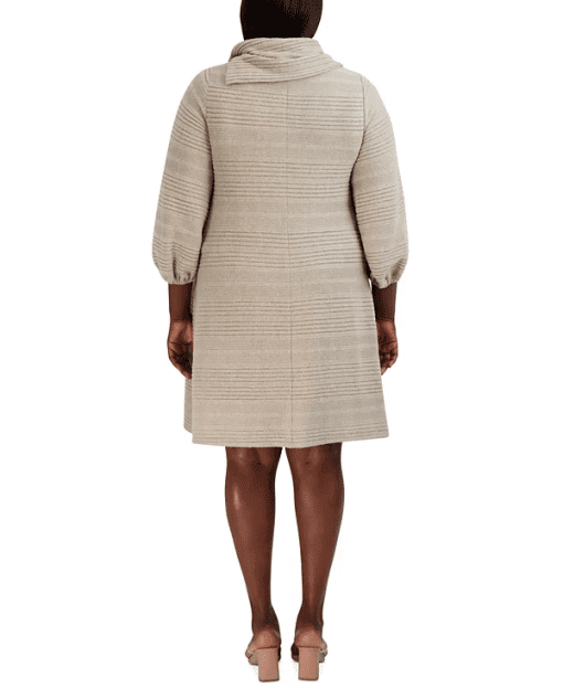 Robbie Bee Plus Size Oatmeal Striped Sweater Dress 2X - Women's Dresses - Image 3