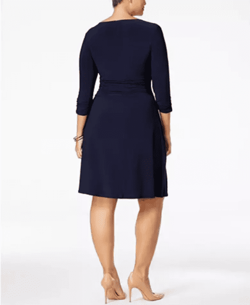 NY Collection Plus Size Ruched A-Line Dress Navy 2X - Image 3