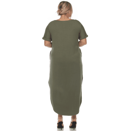 White Mark Plus Size Short Sleeve V-neck Olive 2X - Image 3