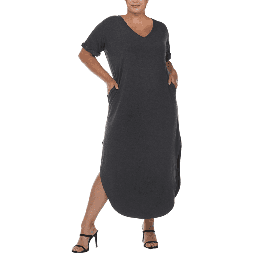 White Mark Plus Size Charcoal Maxi Dress 2X - Casual Dresses - Image 2