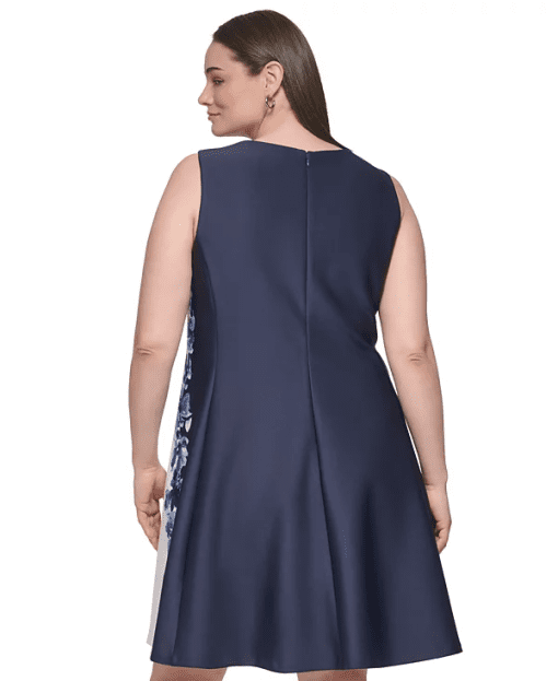 DKNY Plus Size Contrast Side-Panel BlueIvory 22W - Image 2