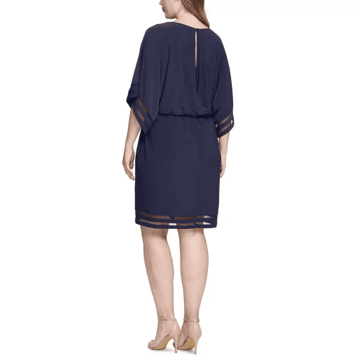 Jessica Howard Plus Size Illusion-Trim Blouso Navy 22W - Image 2