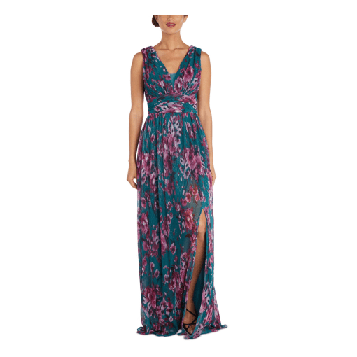 Nightway Plus Size V-Neck Floral-Print Teal 22W - Image 2