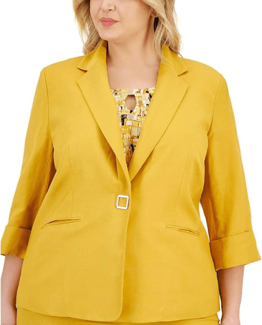 Kasper Plus Size Notch-Lapel Snap-Fro Butterscotch 20W - Image 2