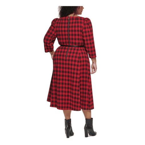 Calvin Klein Plus Size Buffalo Check Belted BlackRed 20W - Image 4