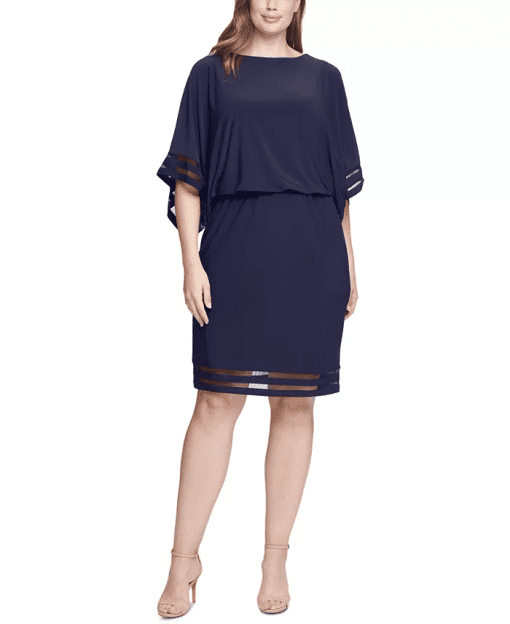 Jessica Howard Plus Size Illusion-Trim Blouso Black 20W - Image 2