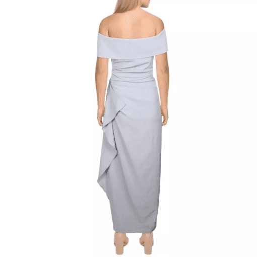 Vince Camuto Petite Off-The-Shoulder Gown Dusty Blue 2P - Image 3