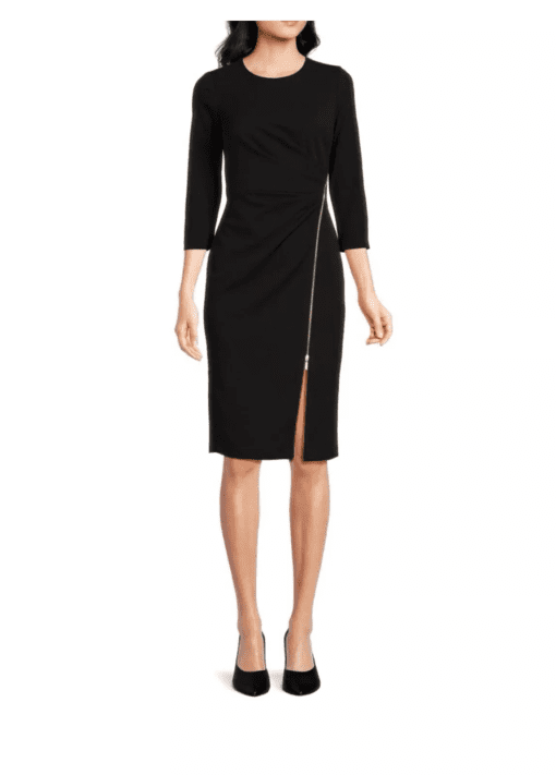 Calvin Klein Zip-Detail Scuba Crepe Bodycon Black 2 - Image 2