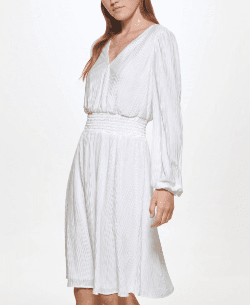 kensie V-Neck Dress Ivory 2 - Image 2