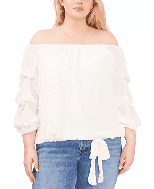 Vince Camuto Plus Size Off-Shoulder Clip Do Soft Ecru 1X - Image 2