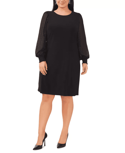 MSK Plus Size Round-Neck Illusion- Black 1X - Image 2