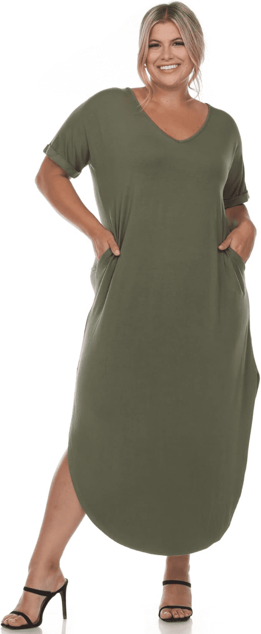 White Mark Plus Olive Maxi Dress 1X - Plus Size Dresses - Image 2