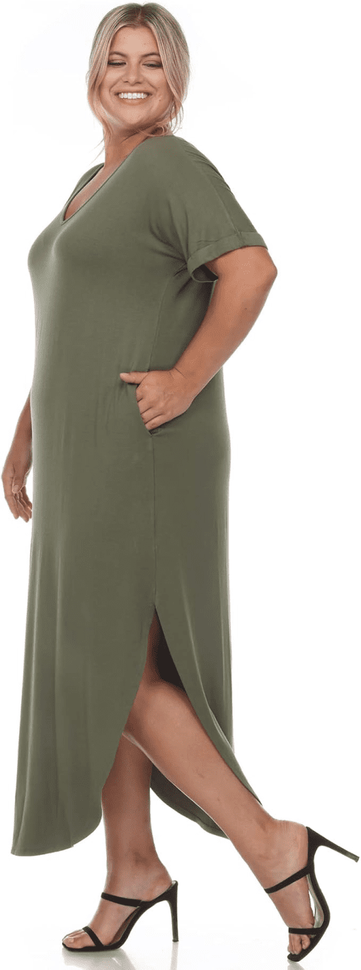 White Mark Plus Olive Maxi Dress 1X - Plus Size Dresses - Image 3