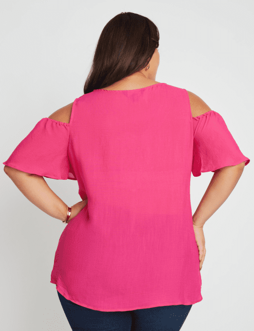 MSK Plus Size Embellished Cold-Sho Pink Martini 1X - Image 4