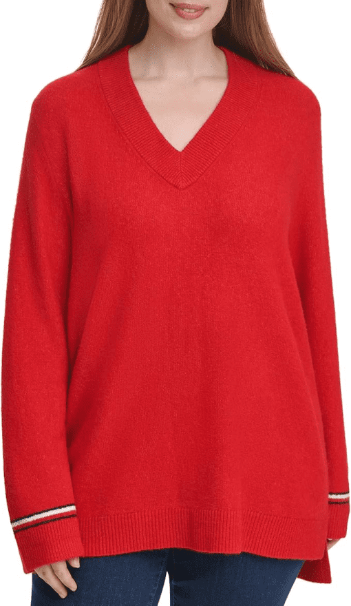 Tommy Hilfiger Plus Size Soft Touch Sweater Scarlet 1X - Image 2