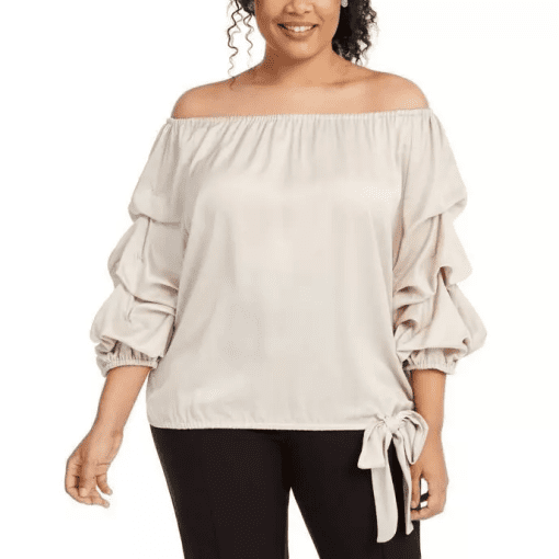 MSK Plus Champagne Off-Shoulder Blouse Plus Size 1X - Women's Tops - Image 2