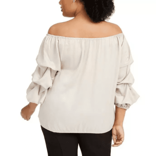 MSK Plus Size Puff-Sleeve Blouse Champagne Toast 1X - Image 3