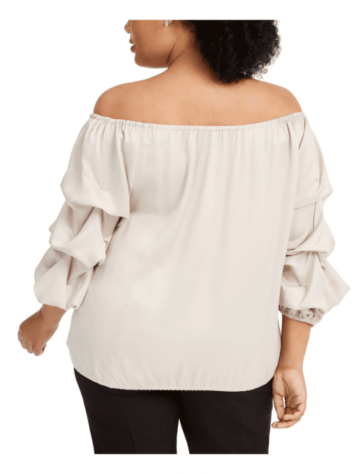 MSK Plus Size Puff-Sleeve Blouse Champagne Toast 1X - Image 3