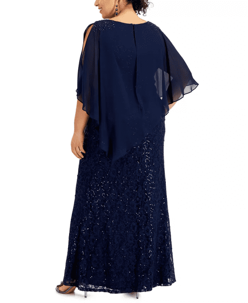 SL Fashions Plus Size Sequin Gown Navy 18W - Image 3