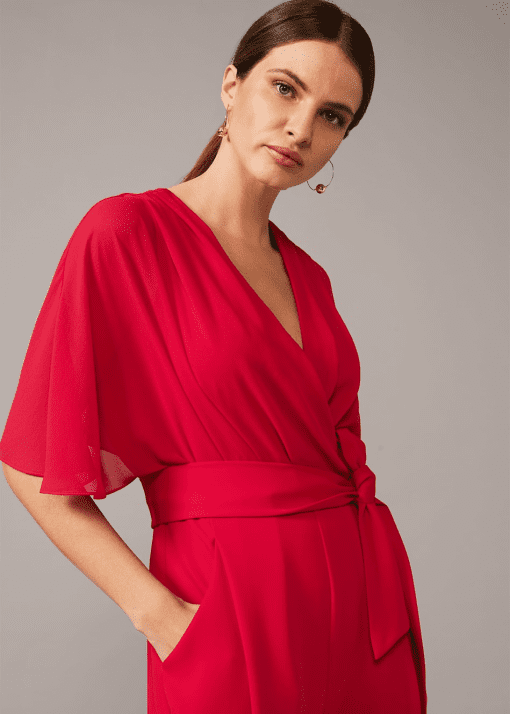 Donna Ricco Womens Surplice-Neck Balloon- Red 16 - Image 4