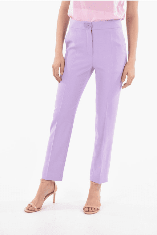 Kasper Slim Straight-Leg Trousers Lavender Mist 16 - Image 2