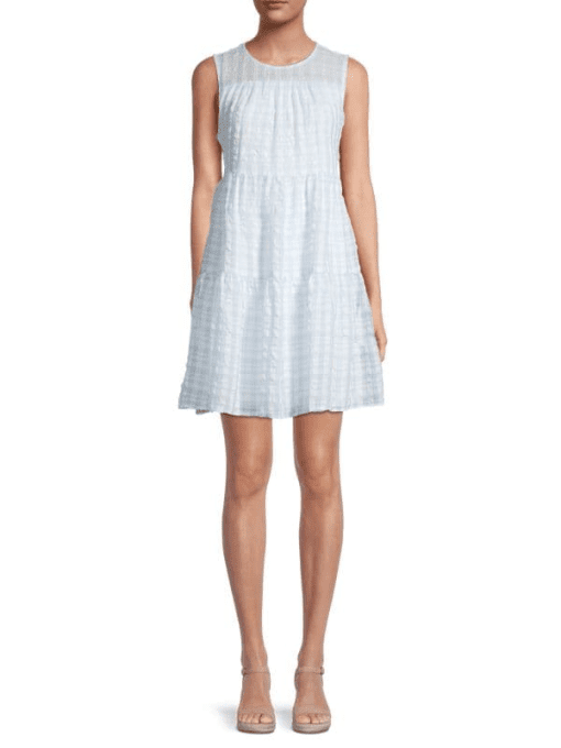 Calvin Klein Blue Plaid Sleeveless Dress - Size 16 - Summer Dress - Image 2