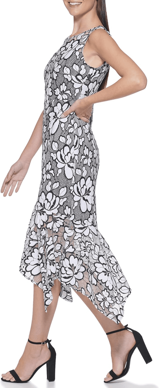 kensie Illusion Floral-Print Handkerc BlackWhite 16 - Image 3