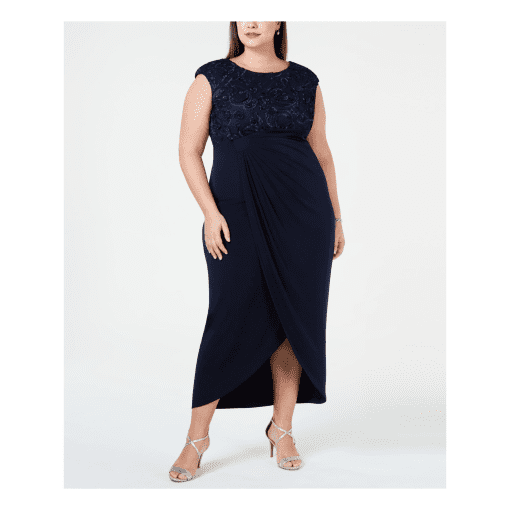 Connected Apparel Plus Navy Soutache Gown 14W - Plus Size Dresses - Image 2