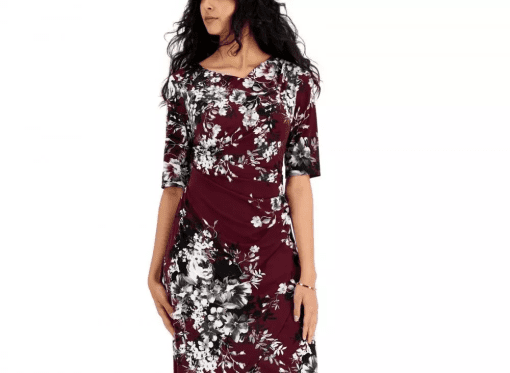 Connected Floral Print Dress Bordeaux Size 12 - Women's Dresses - Image 3