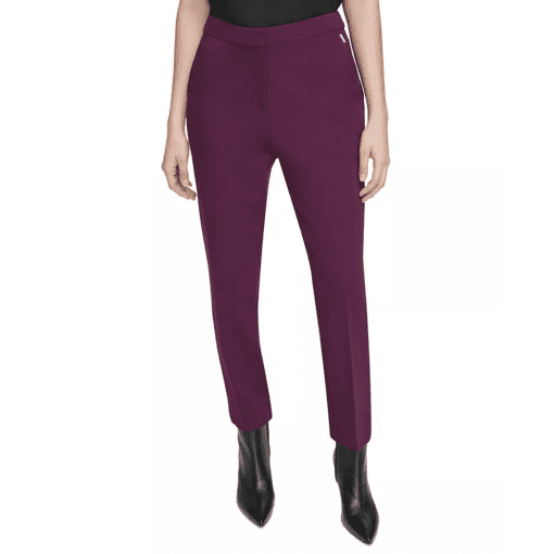 Calvin Klein Womens Clean-Front Slim-Leg P Aubergine 14 - Image 3