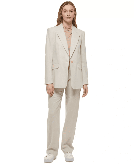 Calvin Klein Linen Pant Suit - Biscotti - Size 14 - Women's Suit - Image 2