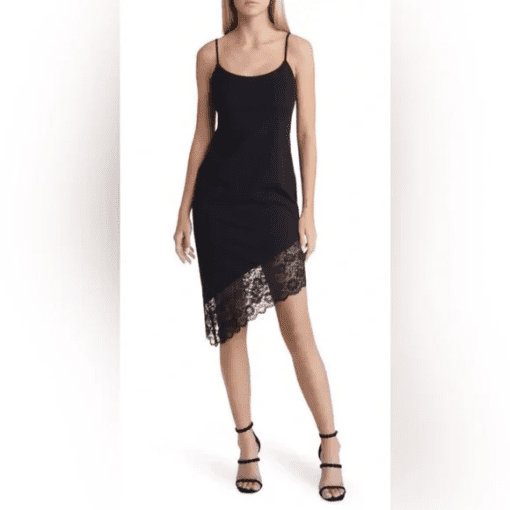 NEXT up Women's Black Zippered Unlined Adjustable Spaghetti Strap Scoop Neck Knee Length Party Body Con Dress Juniors 9\10 - Image 2