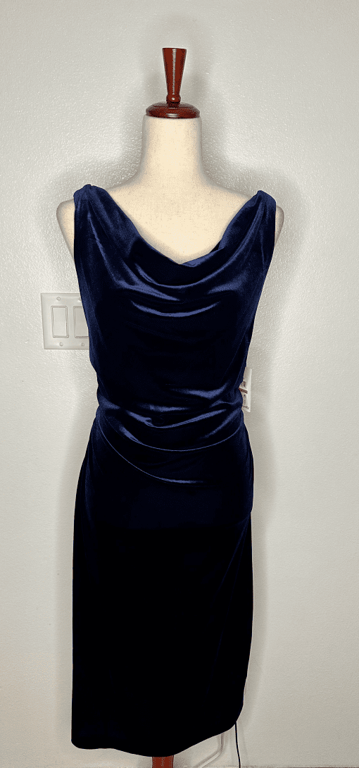 kensie Womens Cowlneck Sleeveless Ve Navy 14 - Image 4