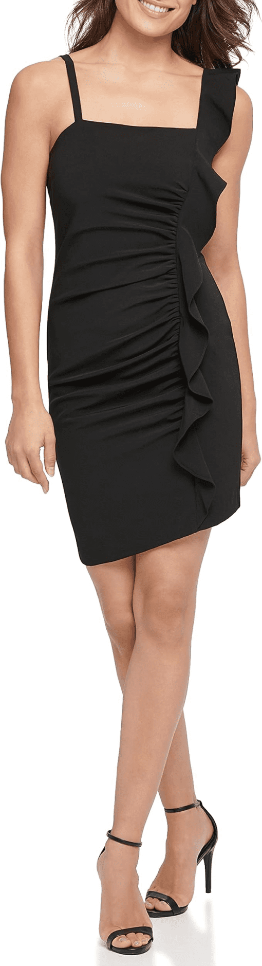 GUESS Black Ruffle Bodycon Dress Size 14 - Cocktail Dress - Image 2