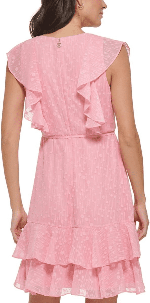 Tommy Hilfiger Womens Textured Tie-Waist Ruf English Rose 12 - Image 2