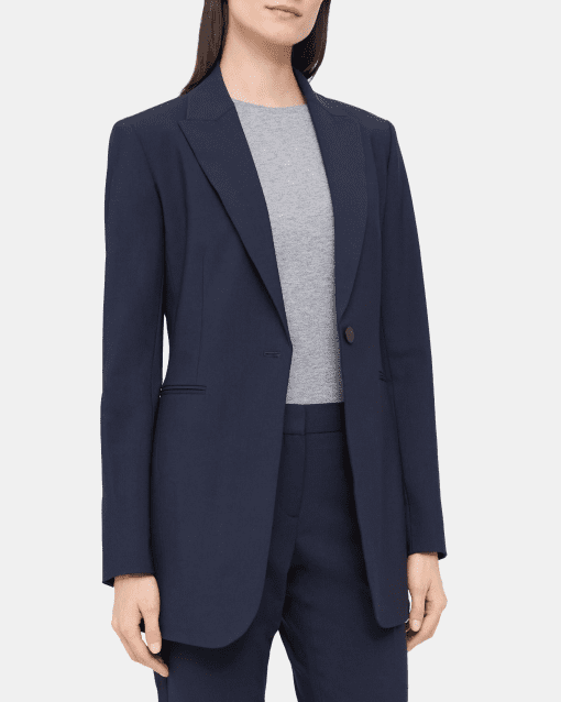 Tommy Hilfiger Womens Long Single-Button Bla Midnight 12 - Image 3