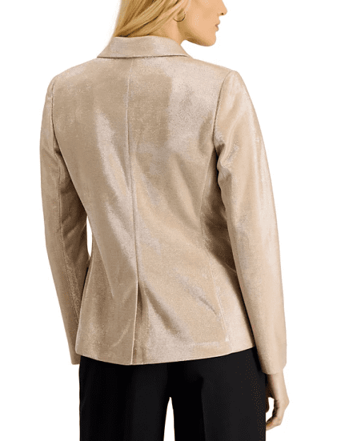 Tahari ASL Metallic Blazer, Silver Camel, Size 12, Women's Jackets - Image 3