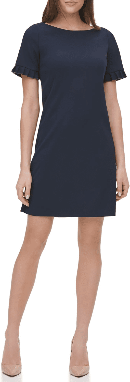 Tommy Hilfiger Petite Ruffle-Sleeve Dress Sky Captain 10P - Image 3